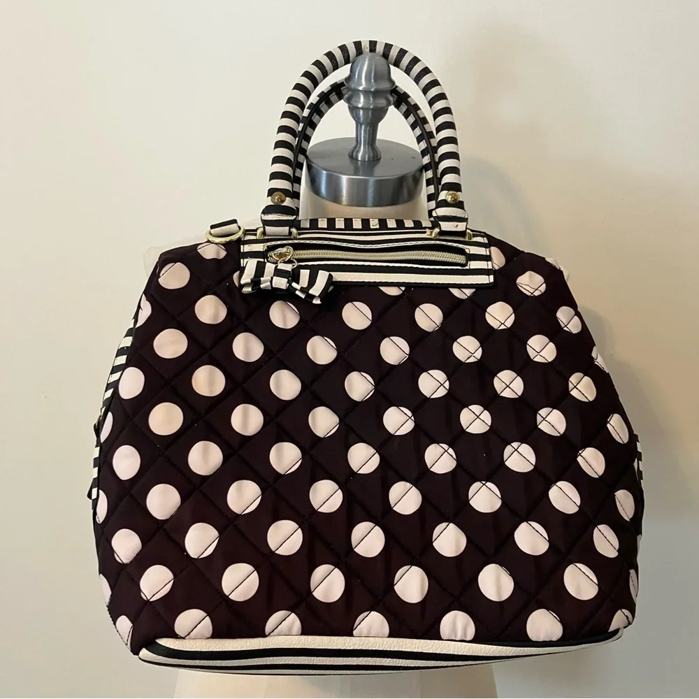 Betsey Johnson Black White Leopard Polka Dot Small Shoulder Satchel Purse 90s